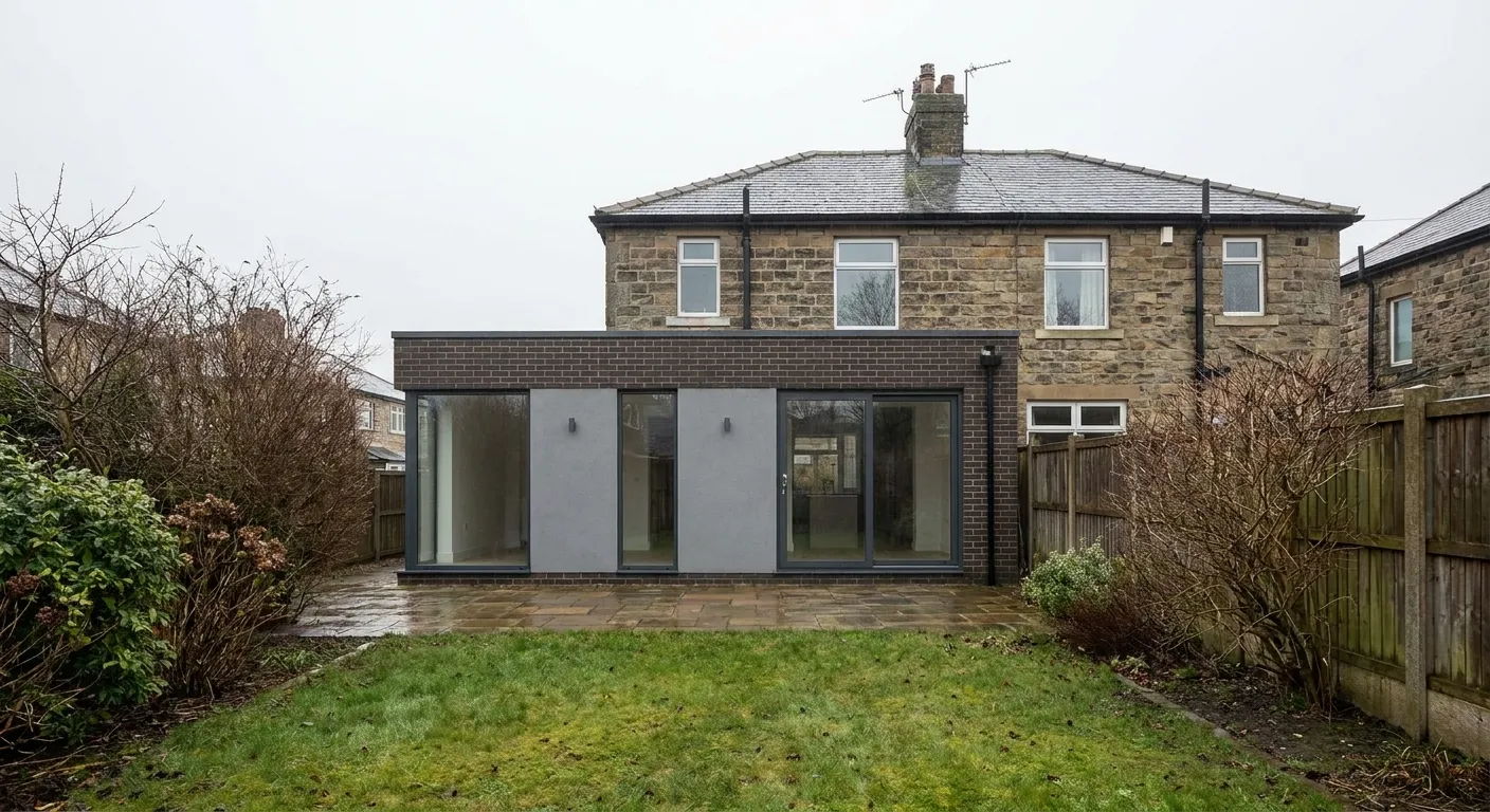 A contemporary rear extension on a period home.
